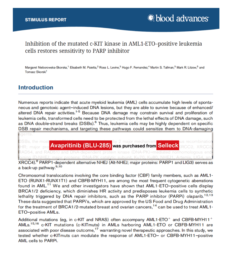 Avapritinib (BLU-285) | ≥99%(HPLC) | Selleck | PDGFR Inhibitor