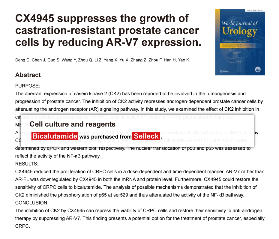 Bicalutamide (ICI176334) 购买Androgen Receptor 拮抗剂 Selleck