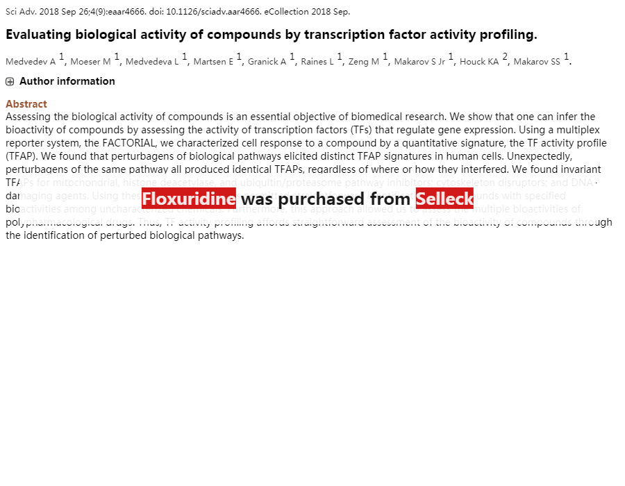 Floxuridine (NSC 27640) DNA/RNA Synthesis 抑制剂 现货供应 美国品牌 免费采购电话