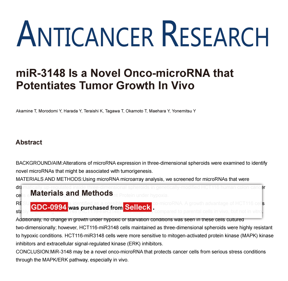 Ravoxertinib GDC 0994 ERK Selleck Ravoxertinib gdc 0994 erk selleck