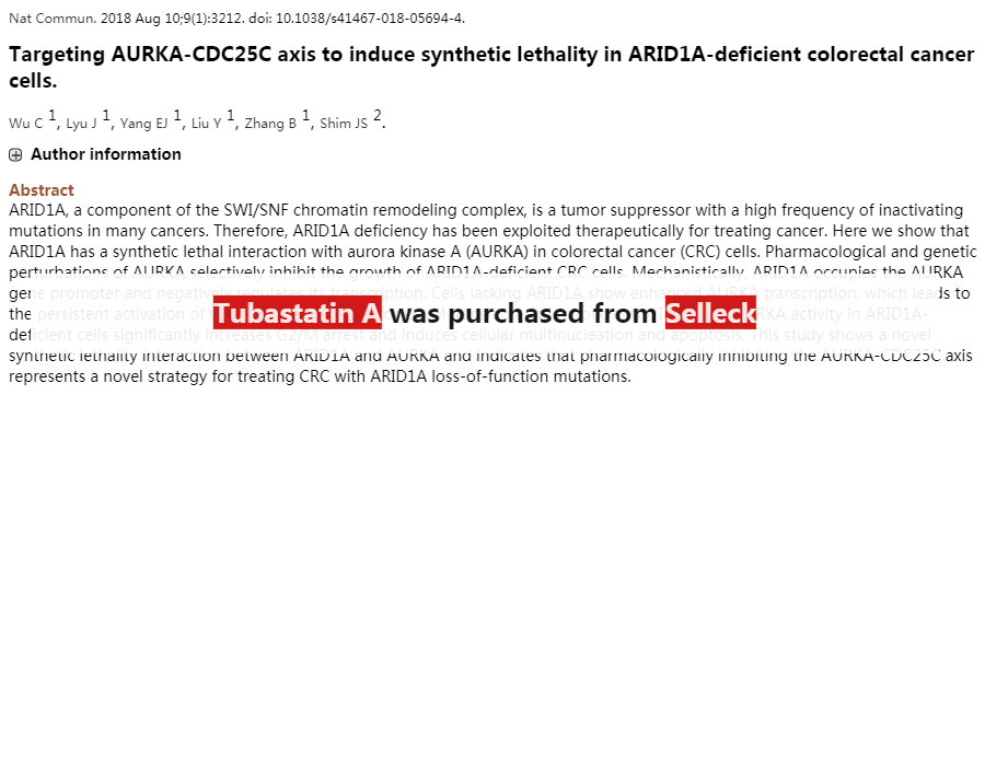 Tubastatin A 购买HDAC 抑制剂 Selleck